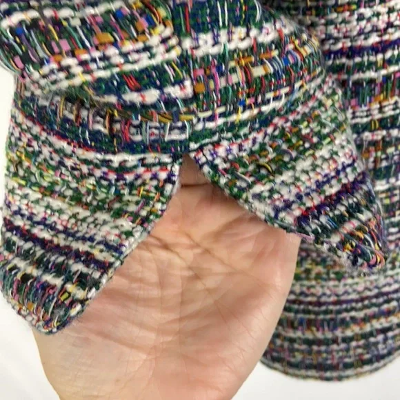 Anthropologie Harlyn Multicolor Striped Blazer Tweed Boyfriend Oversized open - Picture 14 of 14